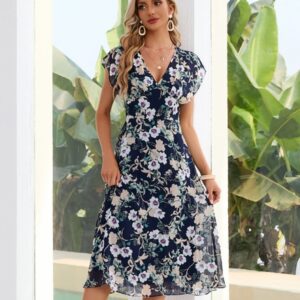 Lady wearing the floral dress